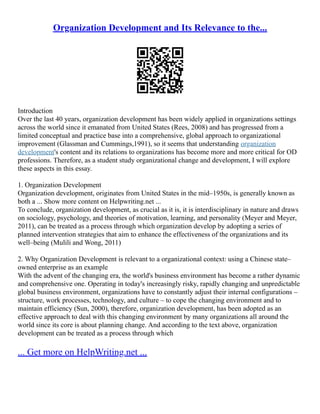 Organizational Development Essay | PDF