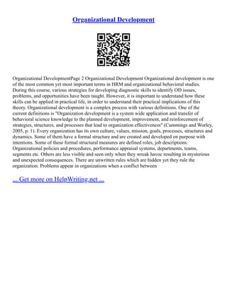 Organizational Development Essay | PDF