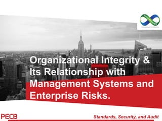Standards, Security, and Audit
Organizational Integrity &
Its Relationship with
Management Systems and
Enterprise Risks.
 