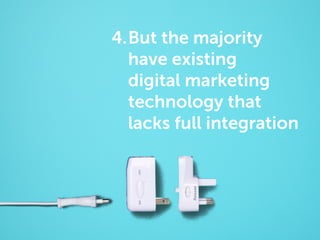 4. But the majority
have existing
digital marketing
technology that
lacks full integration

 
