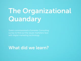 The Organizational
Quandary
Qubit commissioned a Forrester Consulting
survey to find out the issues marketers face
with digital marketing technology

What did we learn?

 