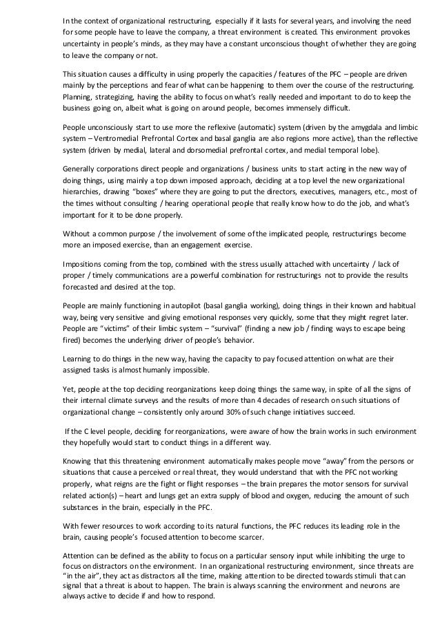 Organizational Restructuring And The Brain A Quick Summary