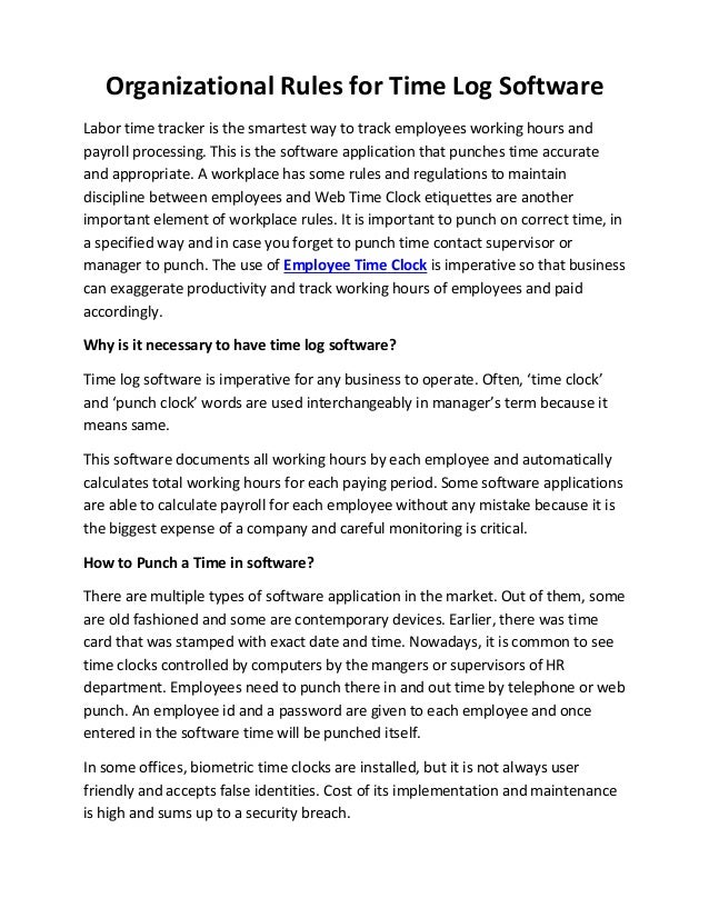 organizational rules for time log software