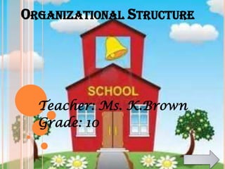 ORGANIZATIONAL STRUCTURE
Teacher: Ms. K.Brown
Grade: 10
 