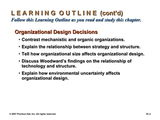 L E A R N I N G  O U T L I N E  (cont’d)  Follow this Learning Outline as you read and study this chapter. <ul><li>Organiz...