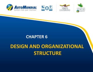 CHAPTER 6
DESIGN AND ORGANIZATIONAL
STRUCTURE
 