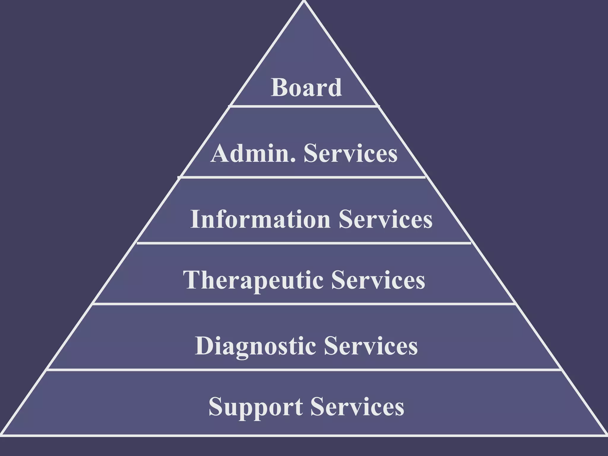 Admin. Services Information Services Therapeutic Services Diagnostic Services Support Services Board 
