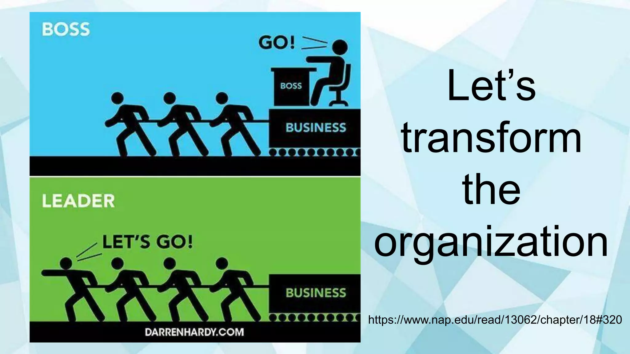 Let‟s
transform
the
organization
https://www.nap.edu/read/13062/chapter/18#320