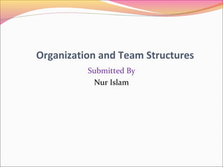 Organization and Team Structures
Submitted By
Nur Islam

 