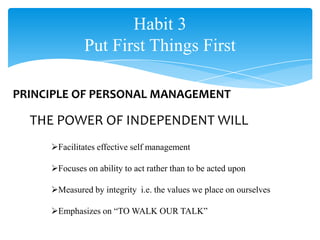 The 7 habits of highly effective people - Organization behaviour (ob)