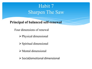 The 7 habits of highly effective people - Organization behaviour (ob)