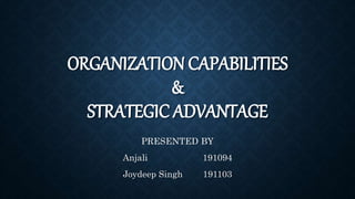 ORGANIZATION CAPABILITIES
&
STRATEGIC ADVANTAGE
PRESENTED BY
Anjali 191094
Joydeep Singh 191103
 