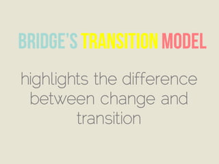 highlights the difference
between change and
transition
 