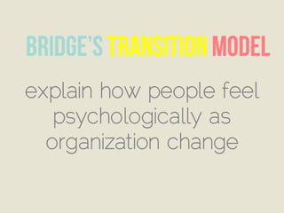 explain how people feel
psychologically as
organization change
 