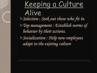 Keeping a Culture
Alive
 