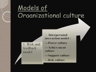 Models of
Organizational culture
 