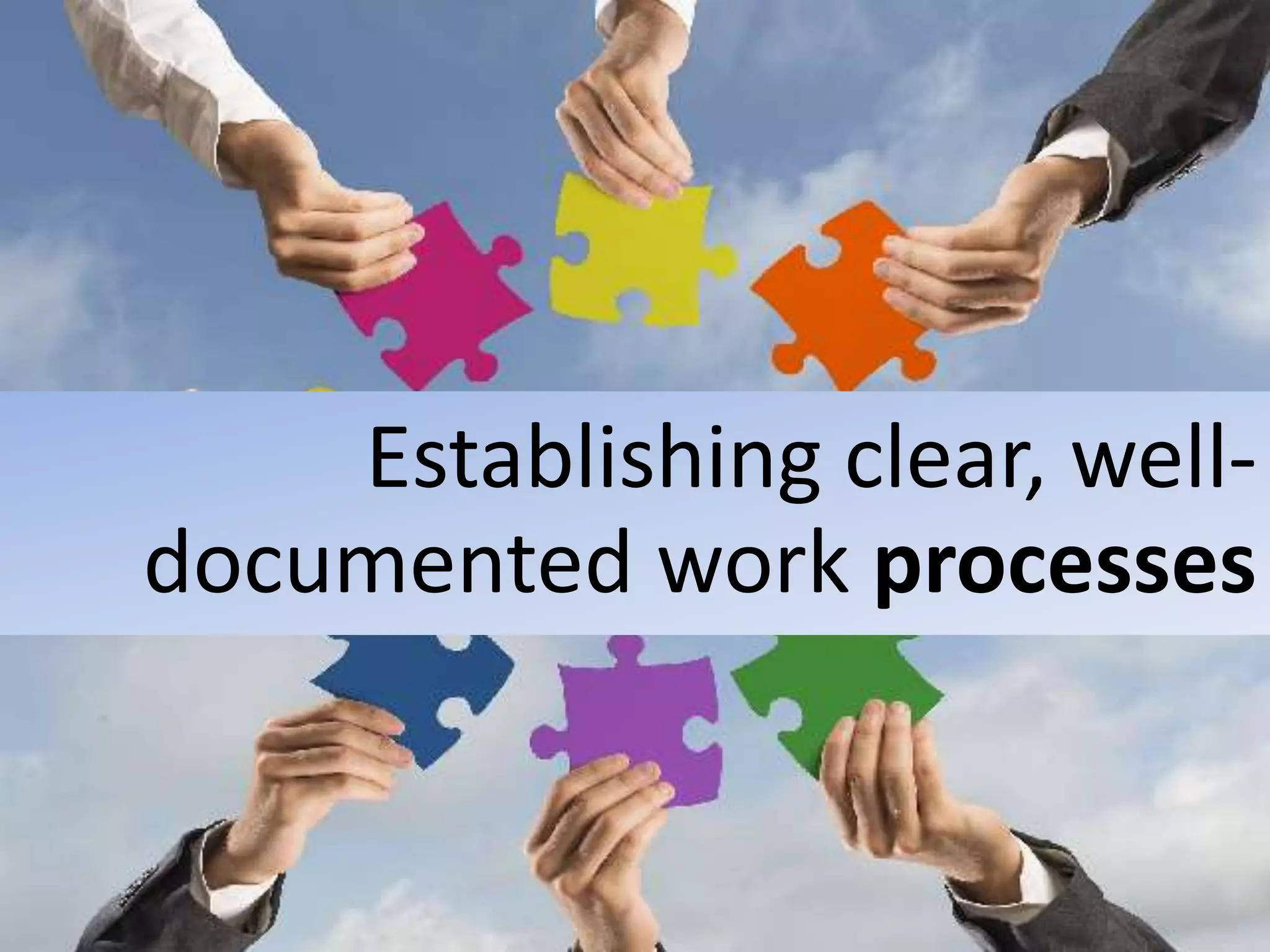 Establishing clear, well-
documented work processes