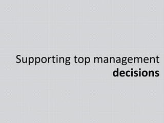 Supporting top management
decisions
 