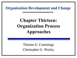 Organization Development and Change 
Chapter Thirteen: 
Organization Process 
Approaches 
Thomas G. Cummings 
Christopher G. Worley 
 