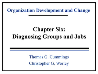 Organization Development and Change 
Chapter Six: 
Diagnosing Groups and Jobs 
Thomas G. Cummings 
Christopher G. Worley 
 