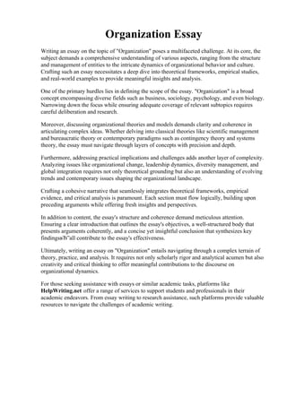 Organization Essay  PDF