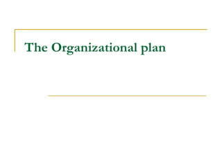 The Organizational plan 
