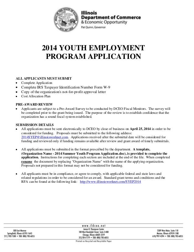 dceo 2014 summer youth program application
