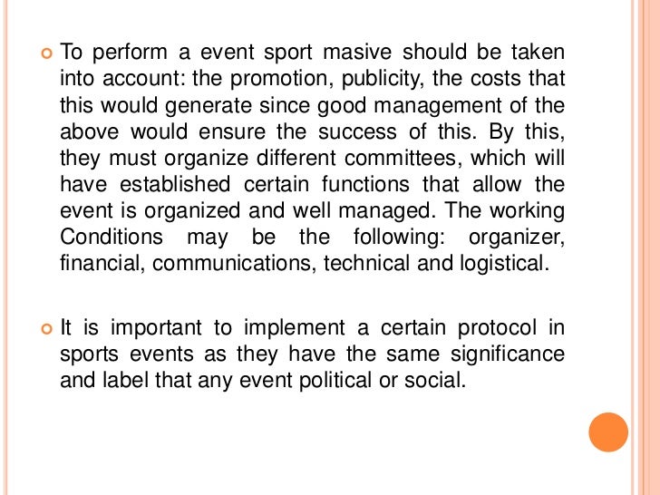 Organization of events sporting