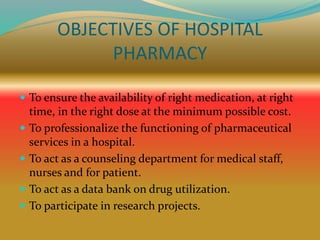 Organization Of Hospital Pharmacy Slides.