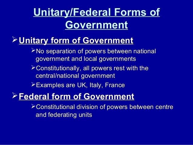 organization of the government federal form of government
