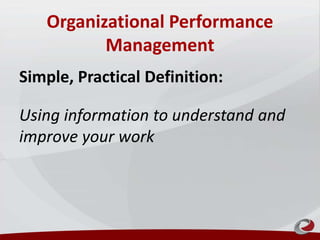 Understanding Organizational Performance Organization performance management - Key questions and current ...
