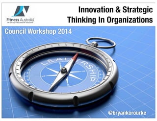 Innovation & Strategic 
Thinking In Organizations 
Council Workshop 2014 
@bryankorourke 1 
 