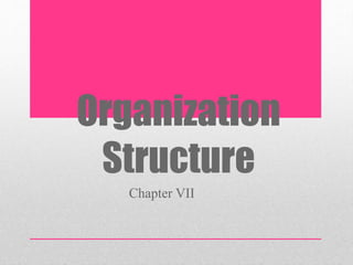Organization
Structure
Chapter VII
 