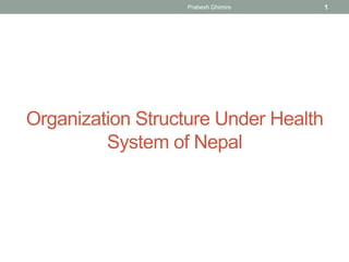 Organization Structure Under Health
System of Nepal
Prabesh Ghimire 1
 