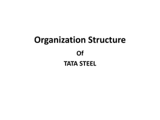 Organization Structure
Of
TATA STEEL
 