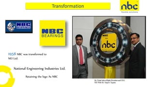 1958 NBC was transformed to
NEI Ltd.
National Engineering Industries Ltd.
Retaining the logo As NBC
 