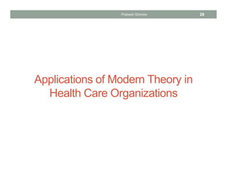 Applications of Modern Theory in
Health Care Organizations
Prabesh Ghimire 28
 