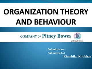 COMPANY :- Pitney Bowes
Submitted to:-
Submitted by:-
Khushika Khokhar
 