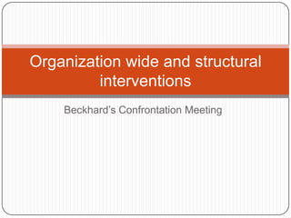 Beckhard’s Confrontation Meeting
Organization wide and structural
interventions
 