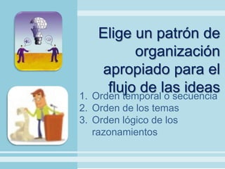 Selecciona y adecúa las principales ideas y el material de apoyo del discurso de modo que se adapte al público