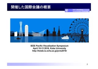 _ߤHhθҪ
2
Itoh Laboratory,
Ochanomizu University
IEEE Pacific Visualization Symposium
April 10-13 2018, Kobe University
http://itolab.is.ocha.ac.jp/pvis2018/
 