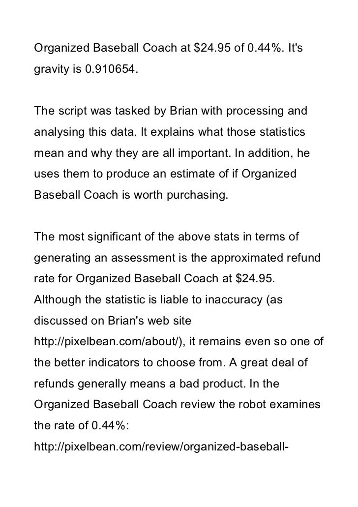 Organized Baseball Coach Review