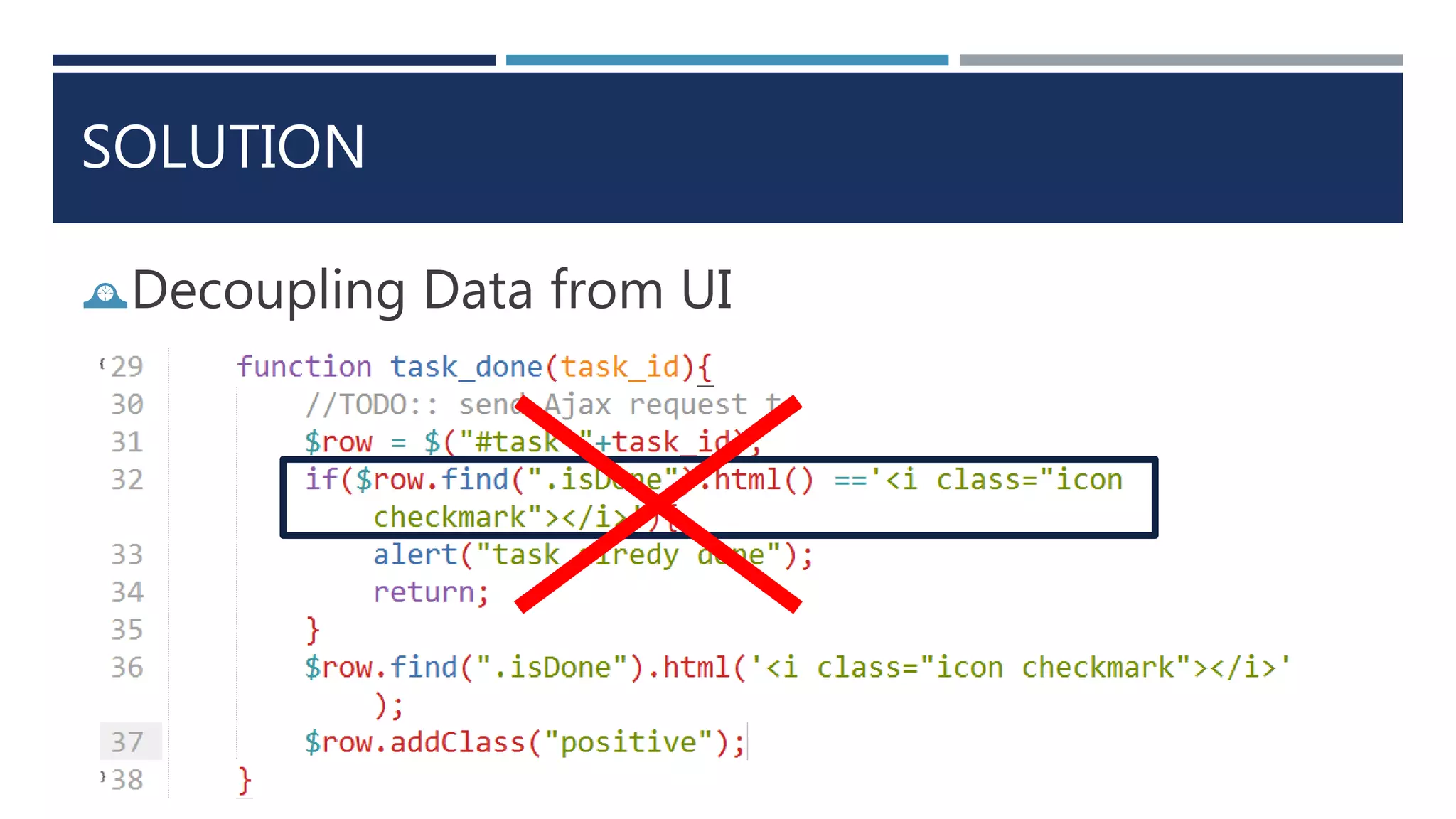 SOLUTION
Decoupling Data from UI
 