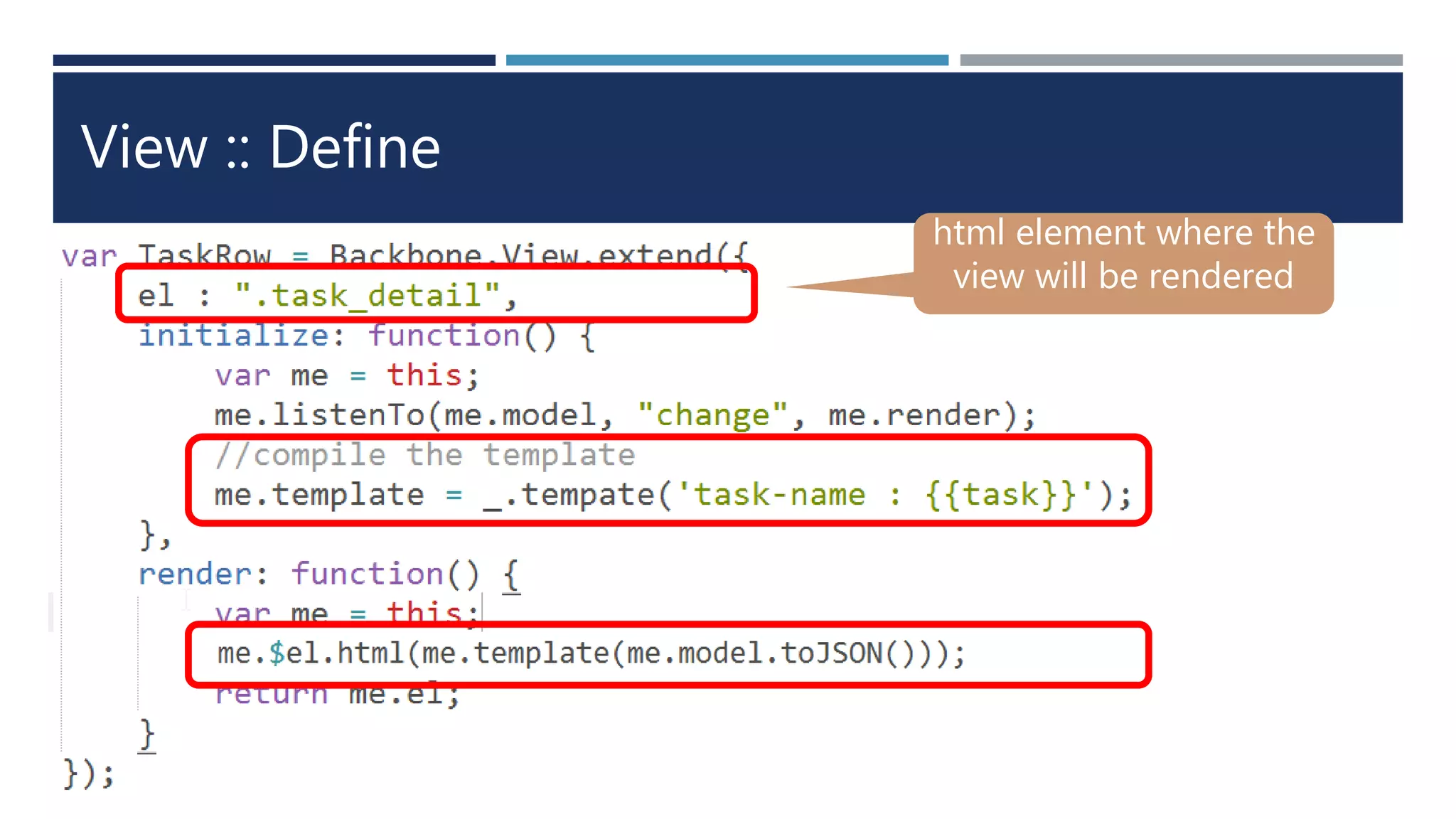 View :: Define
html element where the
view will be rendered
 