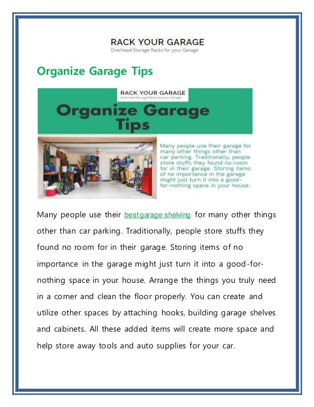 Organize Garage Tips