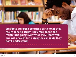 Students are often confused as to what they
really need to study. They may spend too
much time going over what they know well
and not enough time studying concepts they
don’t understand.
15
 