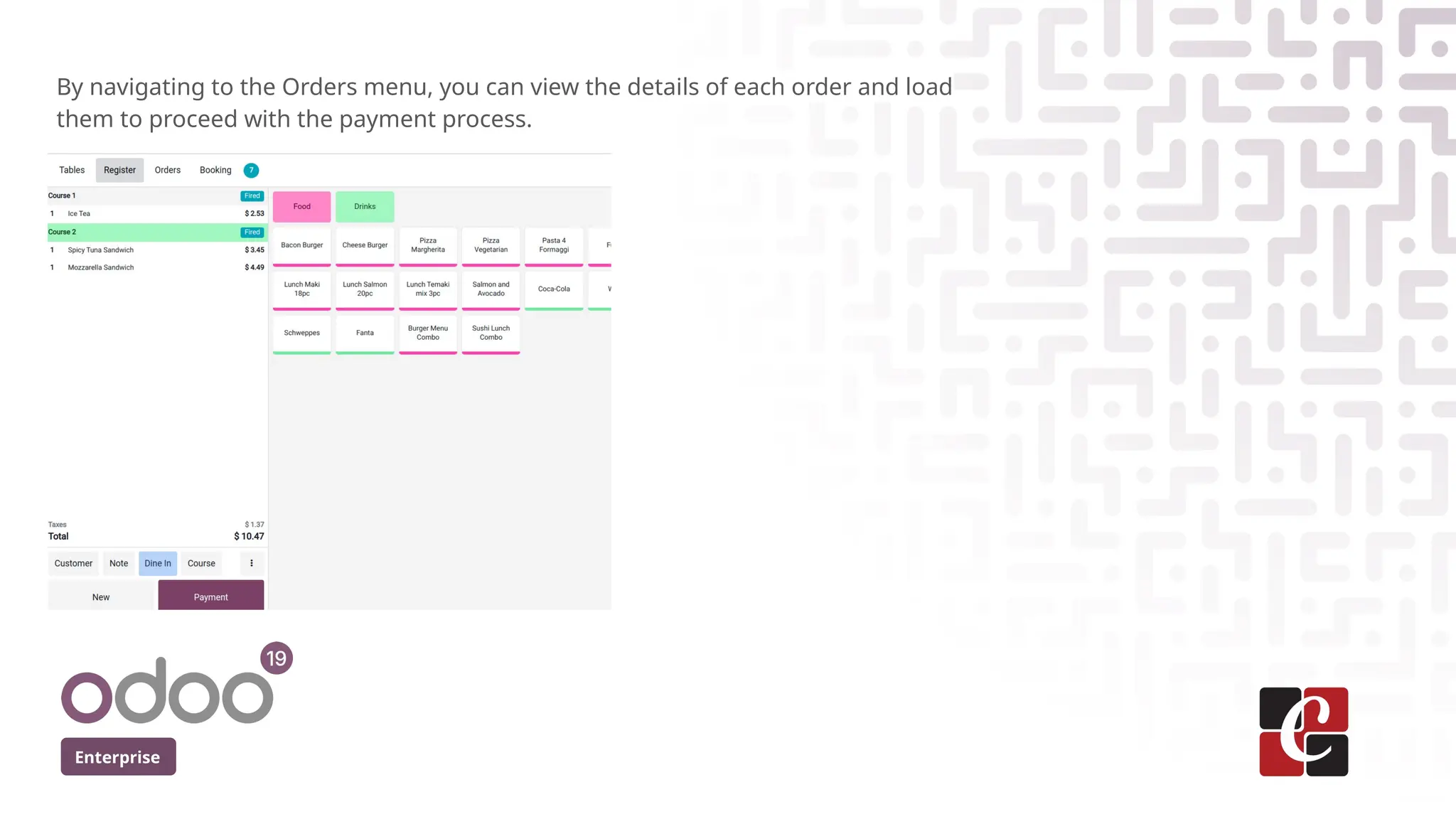 Enterprise
By navigating to the Orders menu, you can view the details of each order and load
them to proceed with the payment process.
 