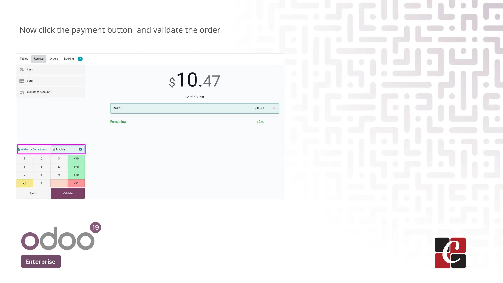 Enterprise
Now click the payment button and validate the order
 