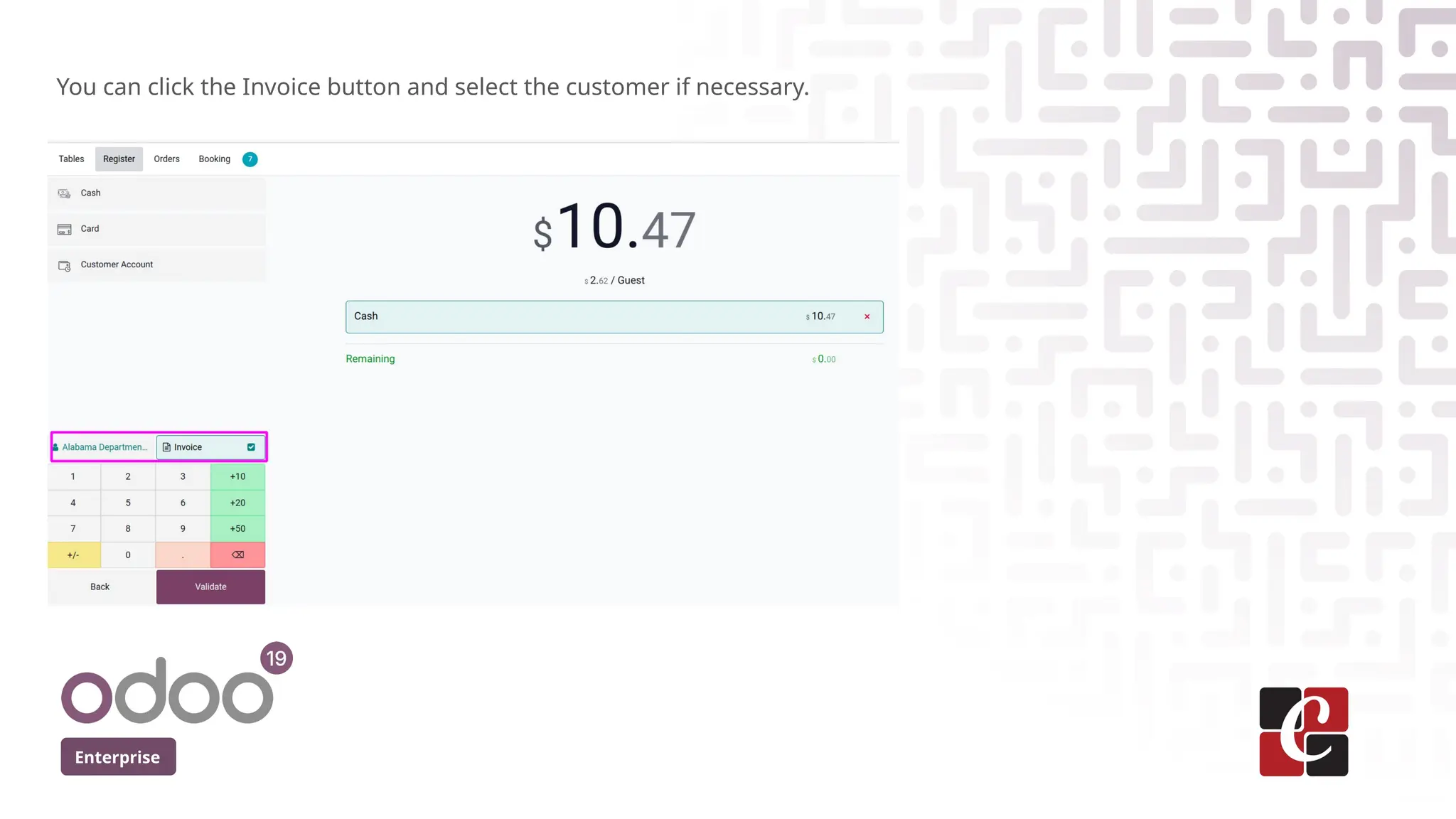 Enterprise
You can click the Invoice button and select the customer if necessary.
 