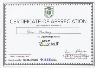 Organizer certificate of appreciation-speed engenius-15